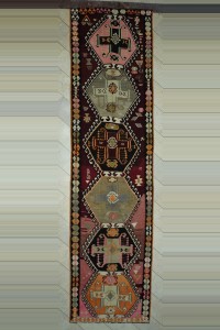 Turkish Rug Runner 4.6x17 Stairs Decor Long Kars Kilim Rug Runner 140,526
