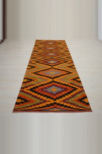 4x10 Orange Turkish Kilim Rug Runner. 110x302 - Turkish Rug Runner  $i