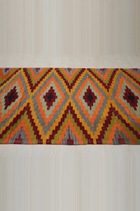 4x10 Orange Turkish Kilim Rug Runner. 117,291 - Turkish Rug Runner  $i