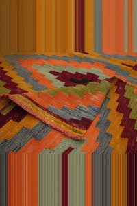 4x10 Orange Turkish Kilim Rug Runner. 117,291 - Turkish Rug Runner  $i