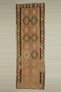 Turkish Rug Runner 4x12 Old Kars Tribal Kilim Rug Runner 124,368