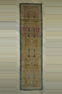 Turkish Rug Runner 4x13 Long And Wide Brown Wool Kars Carpet Rug Runner 110,403