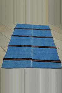 4x5 Overdye Blue Hemp Kilim Rug 110,166 - Turkish Hemp Rug  $i
