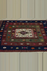 4x5 Sun Faded Balikkesir Kilim Rug 120,165 - Turkish Kilim Rug  $i