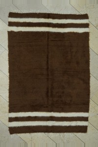 Turkish Natural Rug 4x6.5 Brown And White Siirt Blanket Kilim Rug 130,192