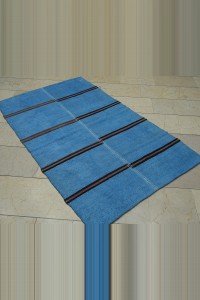 4x6 Overdye Blue Hemp Kilim Rug. 110,178 - Turkish Hemp Rug  $i