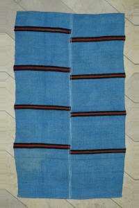 Turkish Hemp Rug 4x6 Overdye Blue Hemp Kilim Rug 112,191