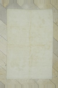 Turkish Natural Rug 4x6 Plain Cream Color Siirt Blanket Kilim Rug 123,185