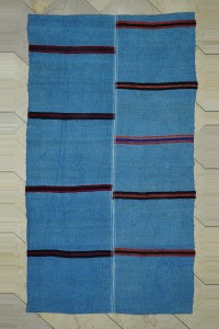 Turkish Hemp Rug 4x7 Overdye indigo Blue Hemp Kilim Rug 117,210
