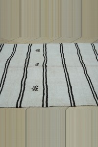 5.5x10 Dark Brown Stripe White Hemp Kilim Rug 167,312 - Turkish Hemp Rug  $i