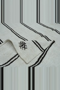 5.5x10 Dark Brown Stripe White Hemp Kilim Rug 167,312 - Turkish Hemp Rug  $i