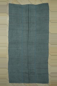 Turkish Hemp Rug 5x10 Overdye Gray Hemp Kilim Rug 155,302