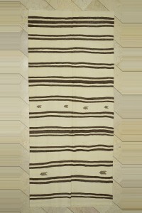Turkish Natural Rug 5x11 Brown And Cream Stripe Turkish Kilim Rug 148,338