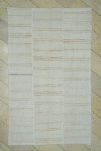 Turkish Hemp Rug 5x8 Minimalist Decor Stripe Hemp Kilim Rug 157,260