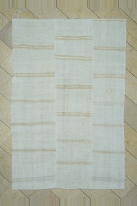 Turkish Hemp Rug 5x8 Minimalist Decor Stripe Hemp Kilim Rug  171,254