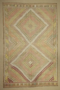 6,4x10 Brown Oushak Embroidered Kilim Rug. 195,298