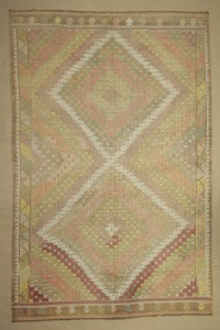 Goat Hair Rug 6,4x10 Brown Oushak Embroidered Kilim Rug. 195,298