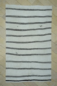 Turkish Hemp Rug 6.5x11Dark Brown Stripe White Organic Hemp Rug  192,326