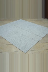6.5x6.5 Square Ivory Colors Cotton Rug 195,205 - Grey Turkish Rug  $i
