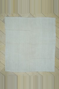 Turkish Hemp Rug 6.5x7 Square Size Plain White Hemp Rug 193,210