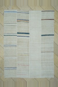 Turkish Hemp Rug 6.5x8 Blue And Beige Modern Hemp Kilim Rug 190,258