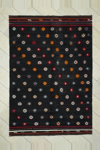 Goat Hair Rug 6.5x9 Embroidered Goat Hair Kilim Rug.   195,282