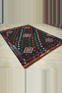 6.6x9 Embroidered Goat Hair Kilim Rug.   202,281 - Goat Hair Rug  $i