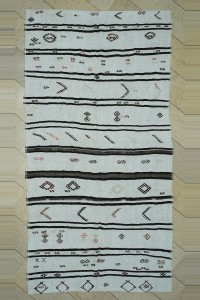 Turkish Hemp Rug 6X10.5 Primitive Stripe Pattern Hemp Rug 170,320