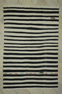 Turkish Natural Rug 6x10 Minimalist Black And White Wool Kilim Rug. 194,293