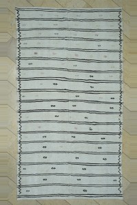Turkish Hemp Rug 6x10 Primitive Stripe Hemp Kilim Rug 174,315