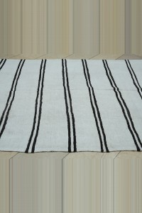 6x11 Dark Brown And White Hemp Kilim Rug 183,327 - Turkish Hemp Rug  $i