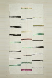 Turkish Hemp Rug 6x11 Minimalist Stripe Hemp Kilim Rug  168,338