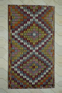 Turkish Kilim Rug 6x11 Old Embroidered Turkish Cicim Kilim Rug 184,332
