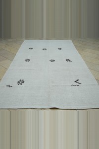 6x11 Primitive Embroidered Off White Hemp Rug 180,334 - Turkish Hemp Rug  $i