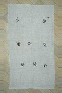 Turkish Hemp Rug 6x11 Primitive Embroidered Off White Hemp Rug 180,334