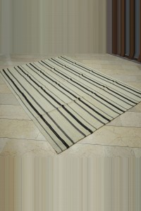 6x8.5 Naturel Wool Stripe Turkish Kilim Rug 188,260 - Turkish Natural Rug  $i