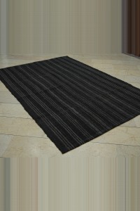 6x8 Gray Stripe Dark Brown Goat Hair Rug 177,254 - Goat Hair Rug  $i