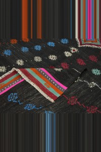 6x9.5 Embroidered Black Goat Hair Kilim Rug 183,291 - Goat Hair Rug  $i