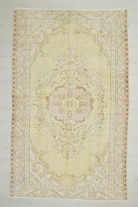 Oushak Rug 6x9 Pastel Yellow Vintage Oushak Rug 177,283