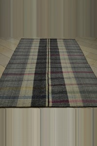 6x9 Primitive Striped Kilim Rug 172,283 - Grey Turkish Rug  $i