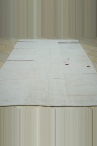 6x9 Red Stripe Of White Hemp Kilim Rug 185,266 - Turkish Hemp Rug  $i