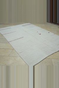 6x9 Red Stripe Of White Hemp Kilim Rug 185,266 - Turkish Hemp Rug  $i