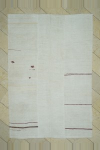 Turkish Hemp Rug 6x9 Red Stripe Of White Hemp Kilim Rug 185,266