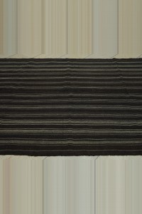 6x9 Stripe Dark Brown Gray Goat Hair Kilim Rug 184,268 - Goat Hair Rug  $i
