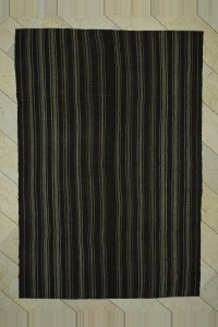 Goat Hair Rug 6x9 Stripe Dark Brown Gray Goat Hair Kilim Rug 184,268