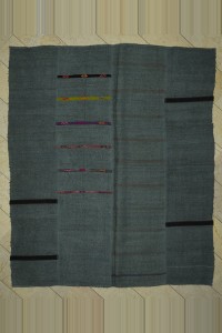 Turkish Hemp Rug 7.5x9 Overdye Gray Hemp Kilim Rug 230,266