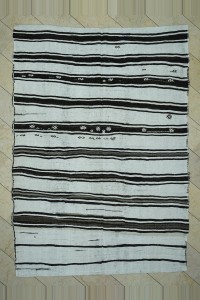 Turkish Hemp Rug 7x10 minimal stripe handmade vintage hemp rug 216,305