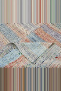 7x10 Stripe Scandinavian Style Turkish Rag Rug 210,300 - Grey Turkish Rug  $i