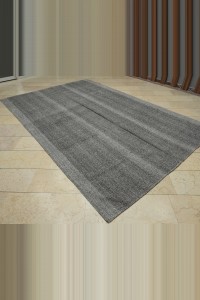 7x11 Natural Plain Gray Kilim Rug 217,332 - Grey Turkish Rug  $i