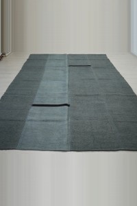 7x11 Overdye Gray Turkish Hemp Kilim Rug 216,322 - Turkish Hemp Rug  $i